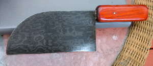 Damascus cleaver with padauk handle